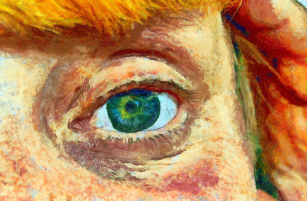 istock Digital illustration: human eye in oil painting style 1248555227