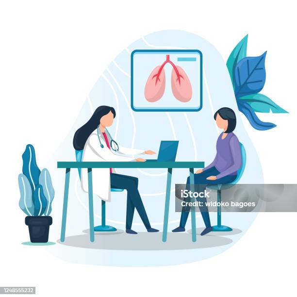 Woman Is Consulting With A Doctor In The Office Stock Illustration - Download Image Now - Doctor, Patient, Medical Exam