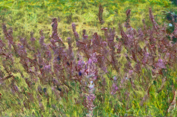 istock Digital illustration: blooming flowers in oil painting style 1248555269
