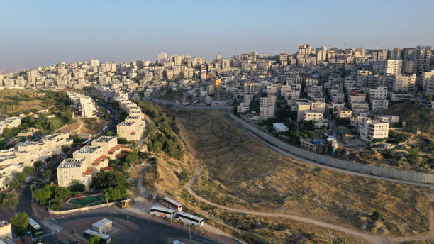 istock Security Wall divide Israel and Palestine- Aerial view 1248556456