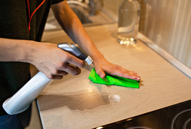 mantener las superficies limpias - cleaning domestic kitchen counter top housework fotografías e imágenes de stock