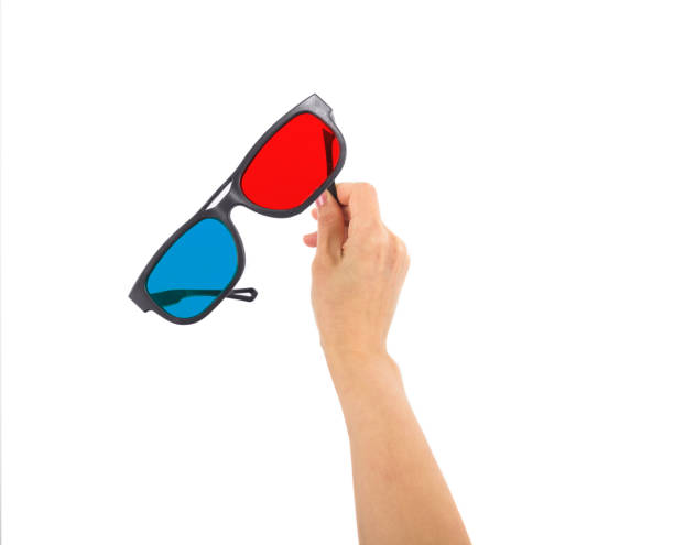 3d plastic glasses red and blue isolated on white with clipping path