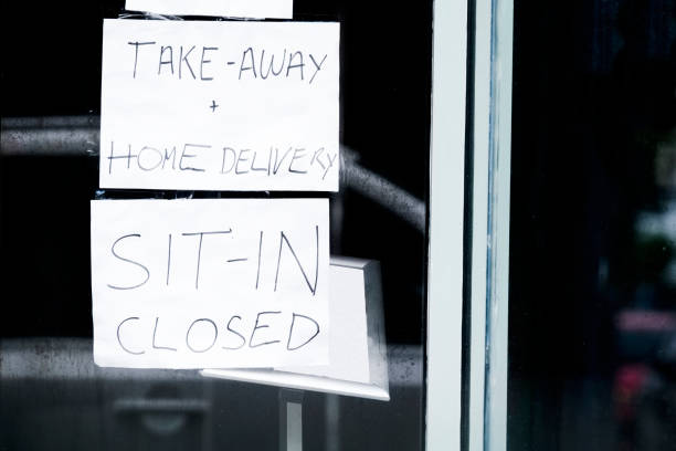 istock Take away and home delivery only sign 1248561557