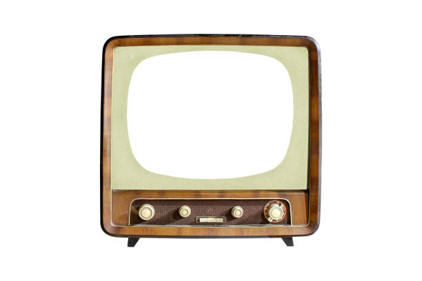 istock Vintage CRT TV set with blank screen isolated on white 1248562706