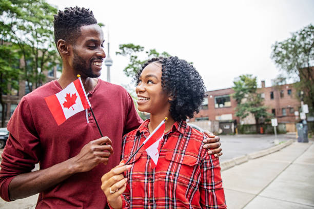 istock Canadian Couple Celebrating Canada Day 1248563152