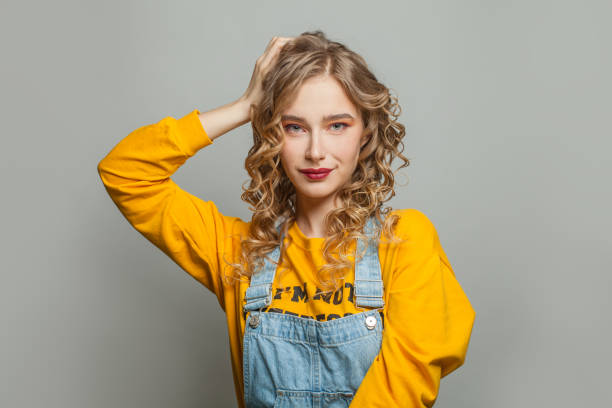 istock Healthy model girl on gray background 1248564798