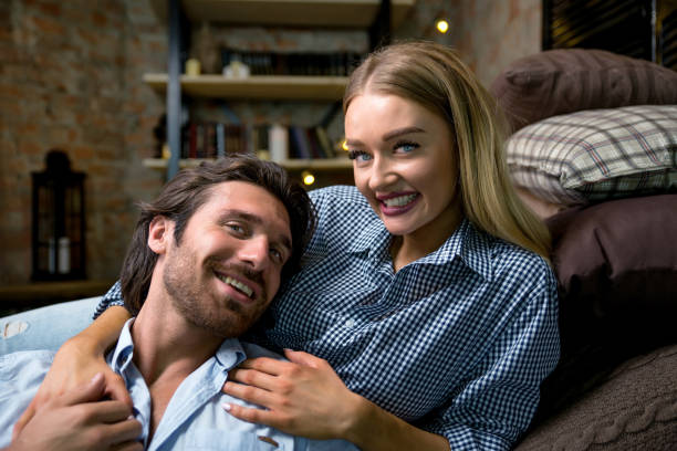 istock Beautiful couple at home 1248568007