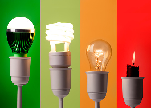 positioning of various lightings by energy savings and by colors