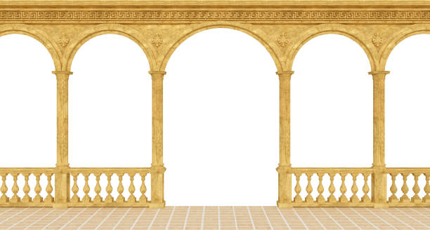 istock Classical greek colonnade with a balustrade and columns - 3d rendering 1248569715