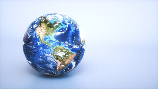 Simple Earth globe showing the Americas, isolated on bright color