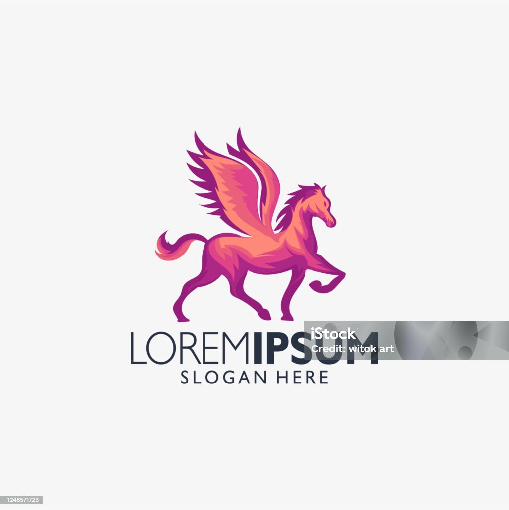 Pegasus Logo Vector Ngựa Với Khái Niệm Thiết Kế Cánh Hình minh họa ...