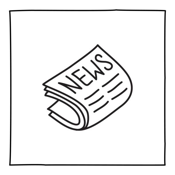 doodle zeitung sende-symbol oder logo, von hand gezeichnet mit dünner schwarzer linie. - newspaper doodle the media line art stock-grafiken, -clipart, -cartoons und -symbole