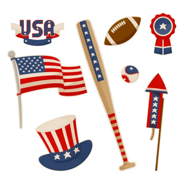 Vector illustration of American Symbols Collection Vector Illustration