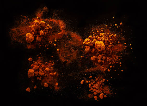istock Red Soil isolated on Black Background. 1248575535