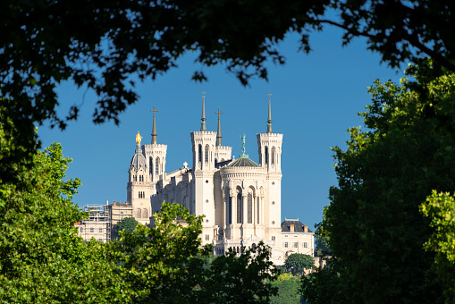 View of Basilica of Notre Dame de Fourviere, Lyon, France