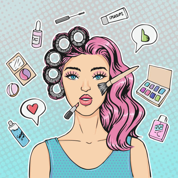 Social Media Beauty Guru Influencer Or Makeup Artist Blogger Concept  Illustration In Pop Art Retro Comic Style Stock Illustration - Download  Image Now - iStock