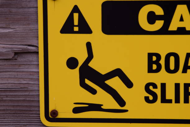 istock Close Up Of Caution Boardwalk May Be Slippery Sign 1248593137