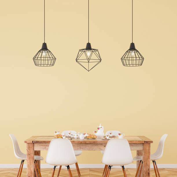 istock Dining room with table and decoration plaster wall stock photo 1248597513