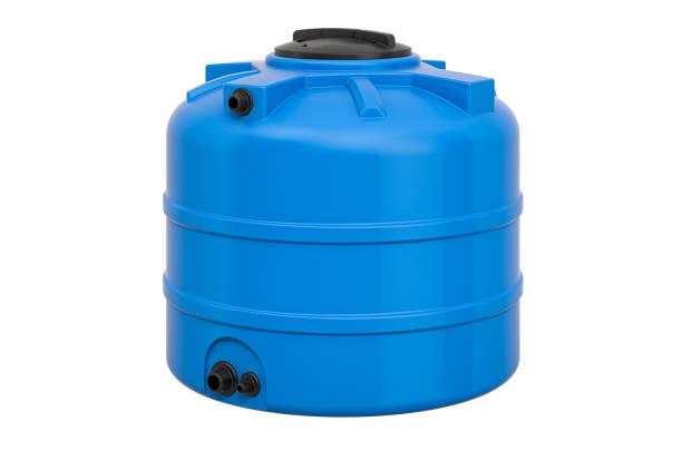 istock Blue Plastic Water Tank, 3D rendering isolated on white background 1248597543