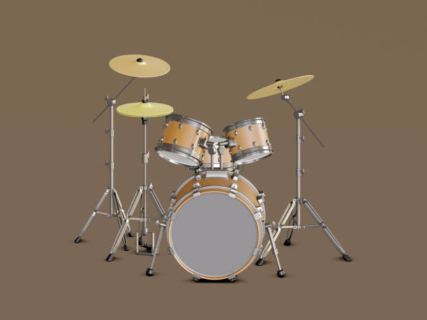 istock Drum kit on a brown background, music scene. 3d illustration 1248601410