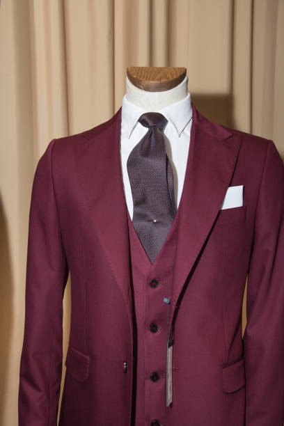 istock Groom day, Modern style : burgundy suit 1248604554