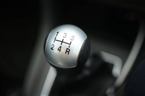 istock Close up of gear shift knob inside car 1248605681