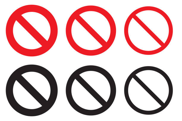 Set Of No Symbols Vector illustration of six no symbols on a white background. no sign stock illustrations