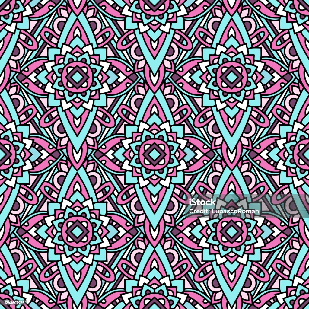 Outlined Native Designs Colorful Tribal Native Pattern Outline Style Stock Illustration ...