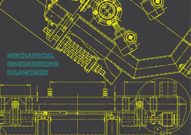 Vector illustration of Blueprint, Sketch. Vector engineering illustration