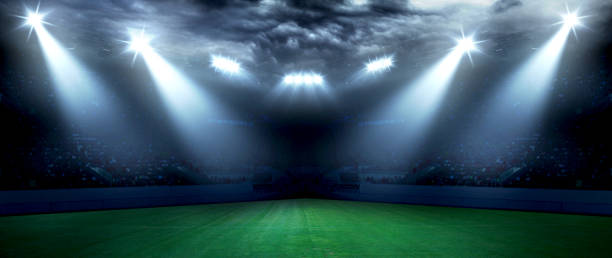istock Soccer stadium arena with natural green grass 1248612898