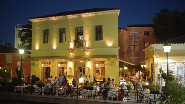 People at Plaka District, Attica Region, Athens, Greece, at night