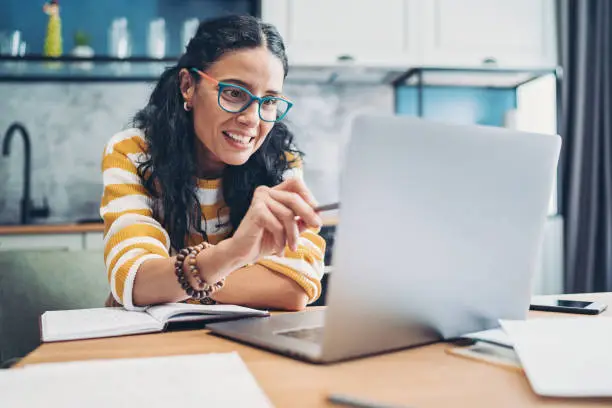 Photo of Businesswoman during online meeting