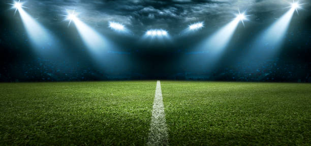 istock Soccer stadium arena with natural green grass 1248615541