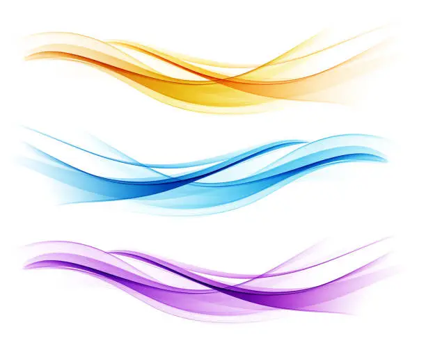 Vector illustration of Set of color abstract wave design element