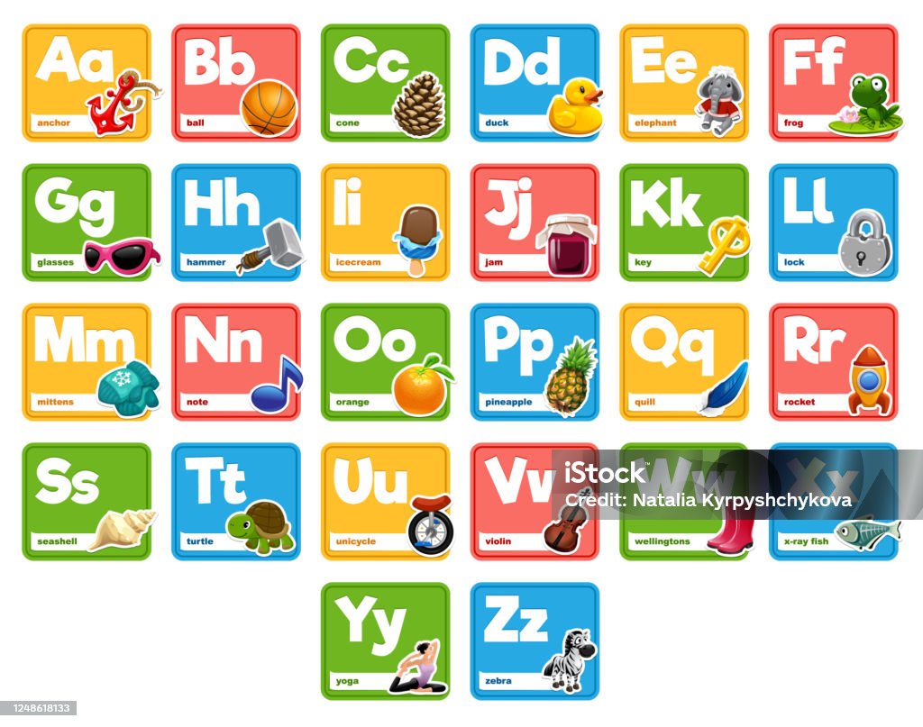 Cute Cartoon Animals Alphabet For Children Education Vector Illustrations  With Descriptions All Elements Are Isolated Letters And Words Flora Fauna  Animals Learn To Read Stock Illustration - Download Image Now - iStock