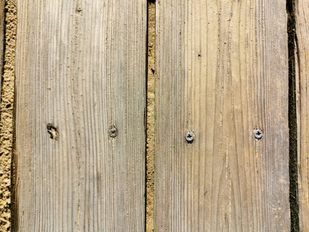 istock Closeup on wooden board background on the beach sand 1248621817