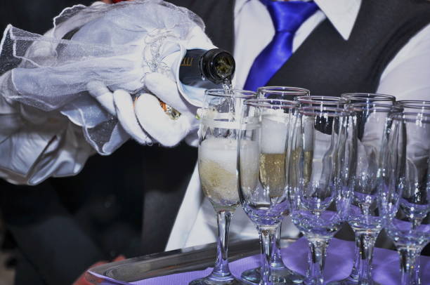 istock Champagne wine glasses at wedding party 1248623810