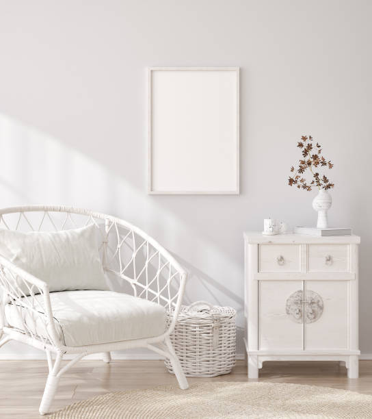 istock Mockup frame in white cozy living room interior background 1248625424