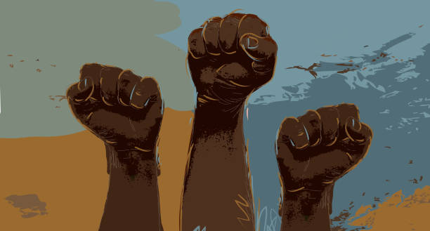 istock Group of protesters or activists hands in the air 1248625673