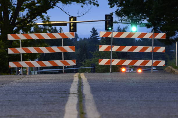 istock Low Angle Of Road Leading To Barricade 1248628143
