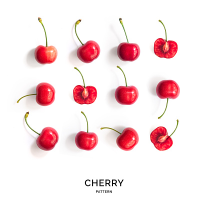 Seamless pattern with cherry.Cherry on the white background.