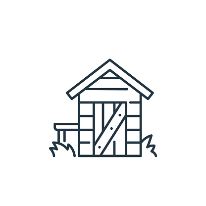 shed vector icon. shed editable stroke. shed linear symbol for use on web and mobile apps, logo, print media. Thin line illustration. Vector isolated outline drawing.