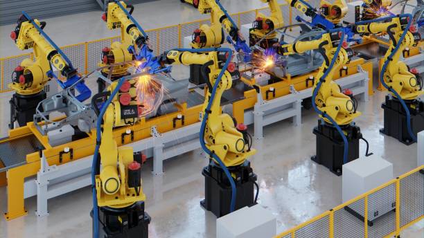 istock Robotic automotive assembly in factory. 1248643833