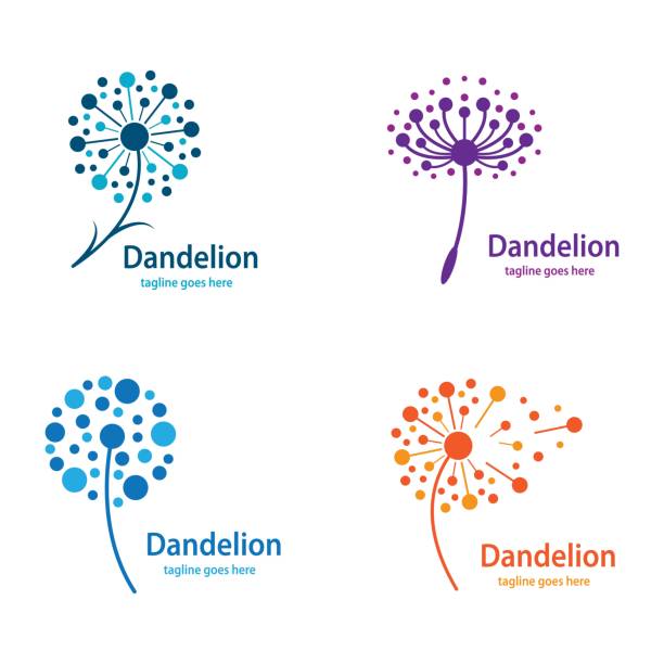 민들레 기호 벡터 아이콘 - dandelion stock illustrations