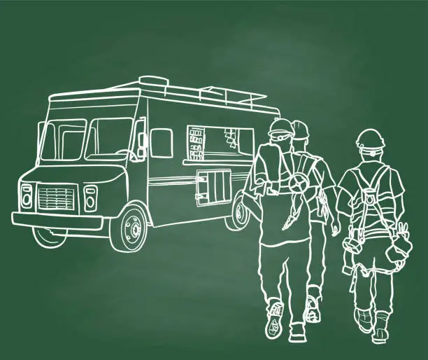 Vector illustration of Food Truck Construction Chalkboard
