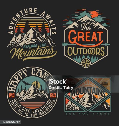 istock Collection of vintage explorer, wilderness, adventure, camping emblem graphics. Perfect for t-shirts, apparel and other merchandise 1248656919