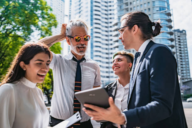 istock Business people discussing outdoors 1248660730