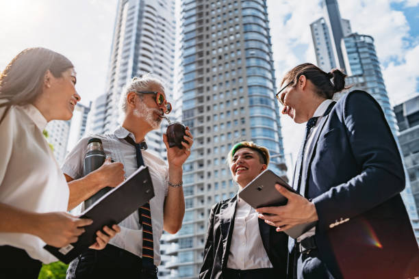 istock Business people discussing outdoors 1248660739