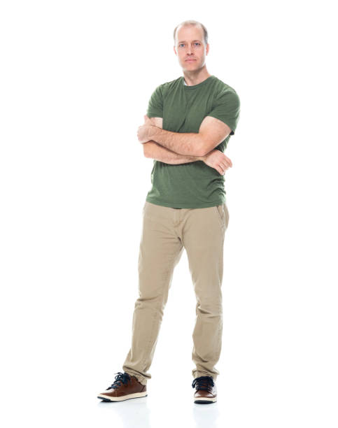 istock Mid adult men standing in front of white background 1248664497