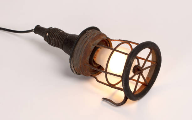istock Old vintage light from the 70s, hanging on wall, isolated 1248665591